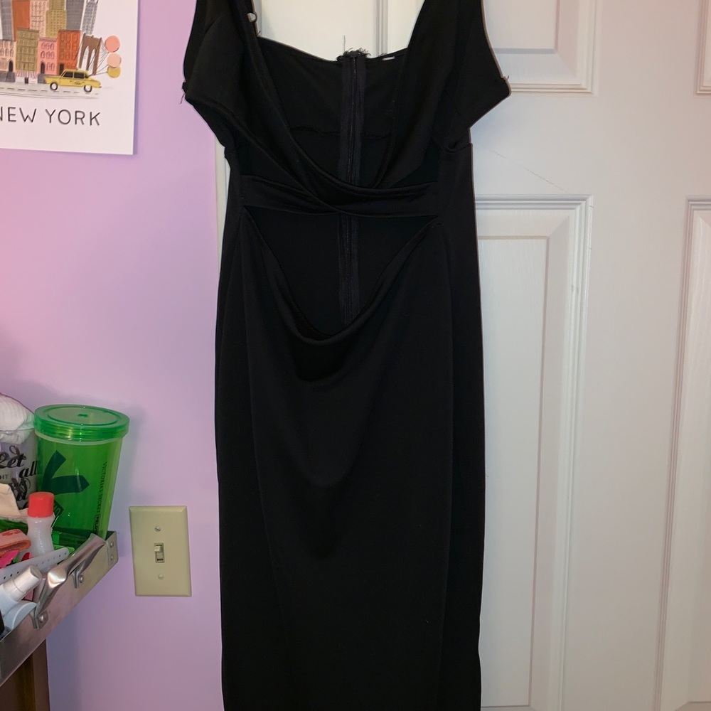 Black cutout bodycon midi‎ dress